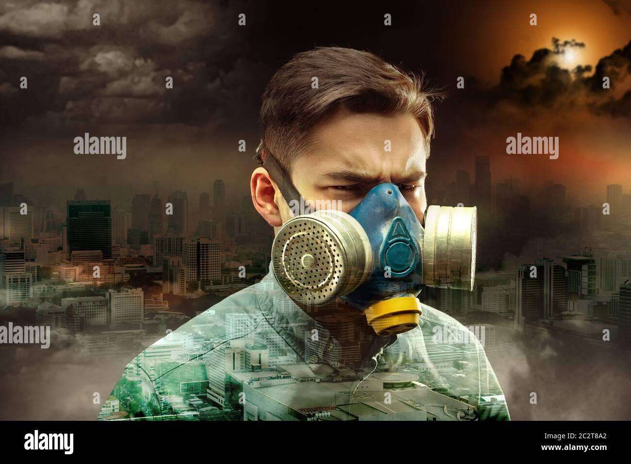Young man hood gas mask hi-res stock photography and images - Alamy