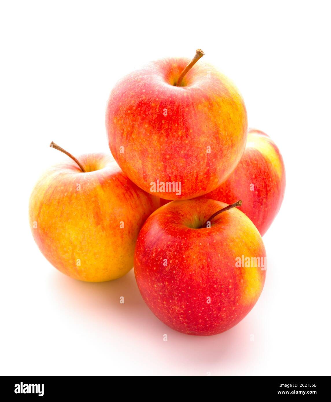 Four apples. Isolated over white background. Fresh fruit. Stock Photo