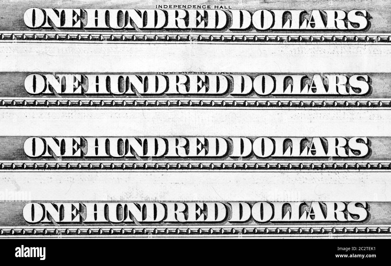 One hundred dollar bill stack Black and White Stock Photos & Images - Alamy