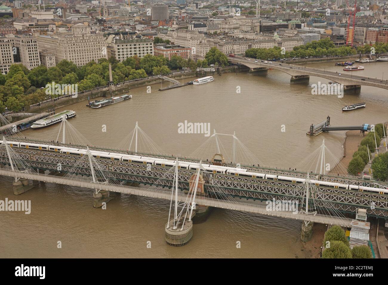 The view of the city from the London Eye ferris wheel on the South Bank of River Thames Stock Photo
