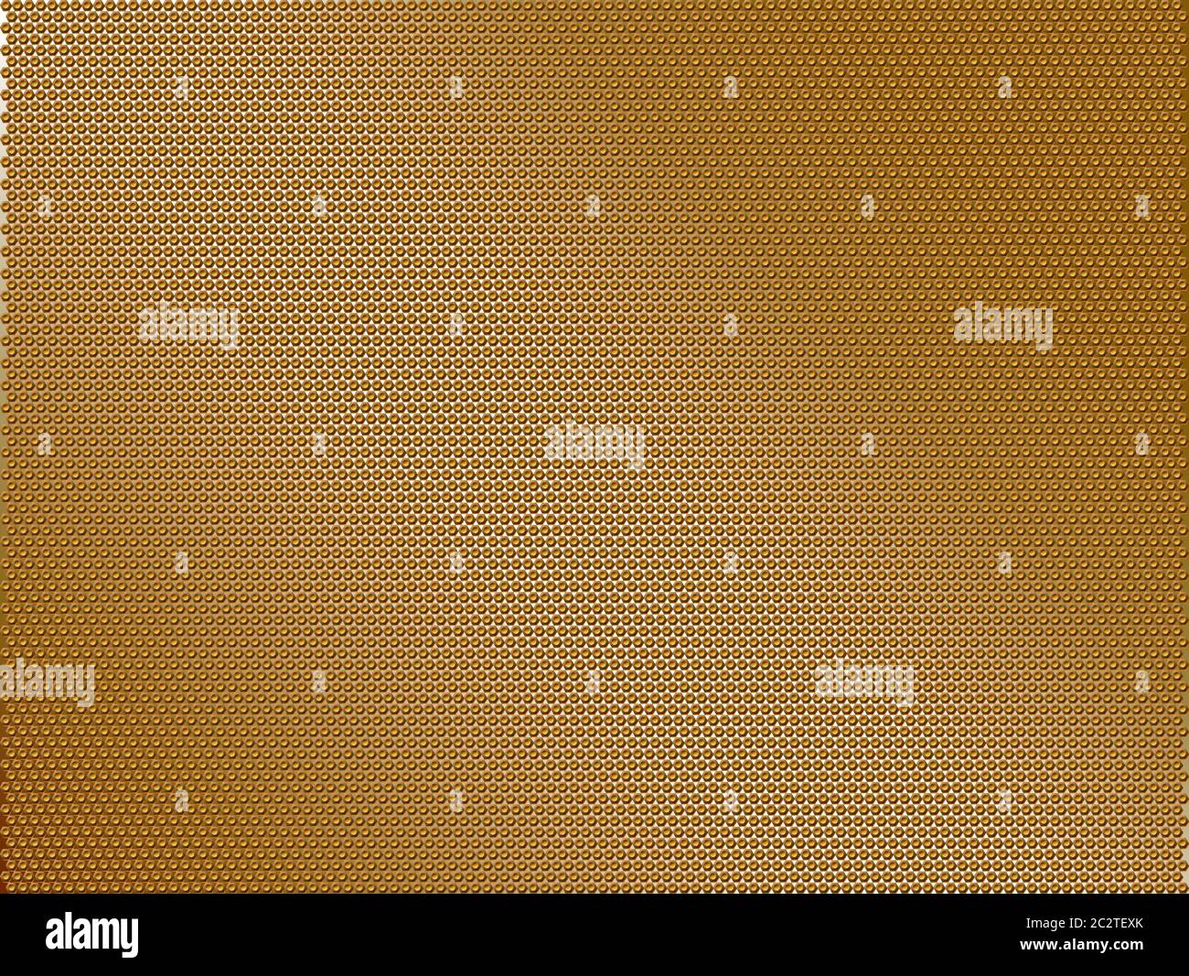 Abstract golden color metal texture steel background. Perforated sheet metal. Dark cool background. Vector illustration. Stock Vector