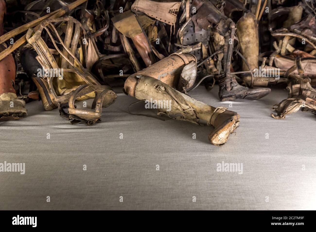 Dentures, crutches of victims, German concentration death camp ...