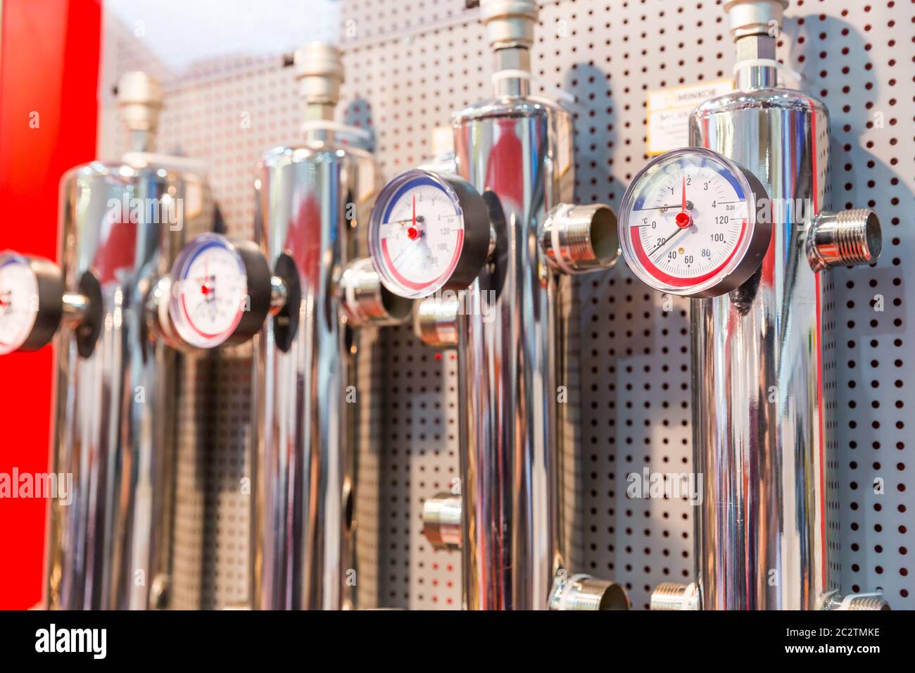 Hydraulic separators with manometers on the factory Stock Photo Alamy