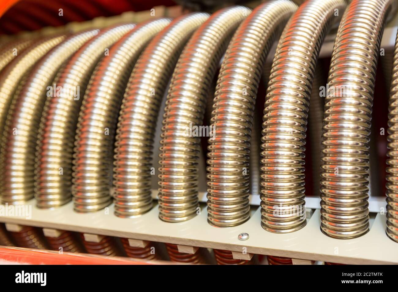 Closeup view of heat exchanger device Stock Photo