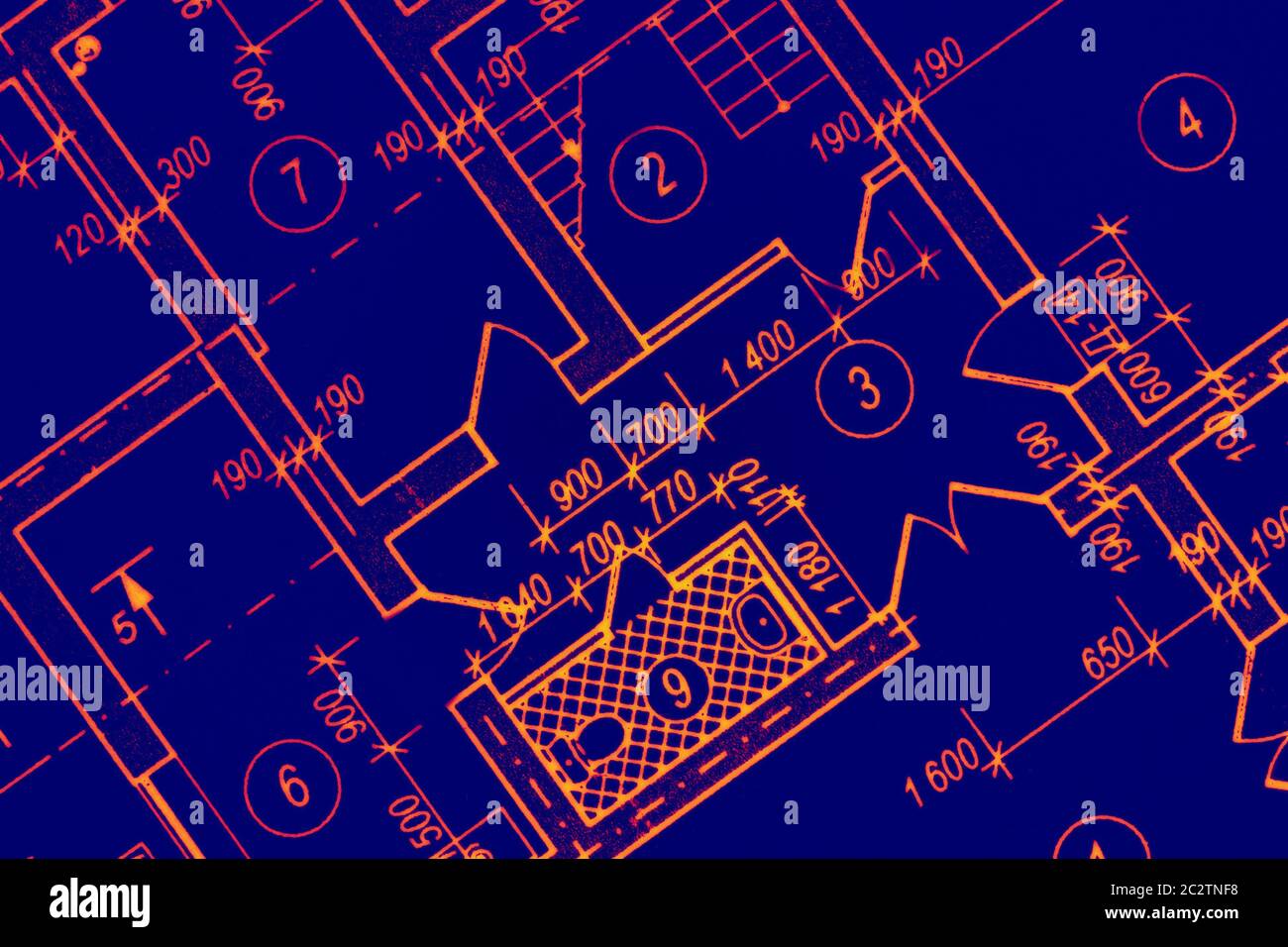 Architectural project - plan of the house Stock Photo