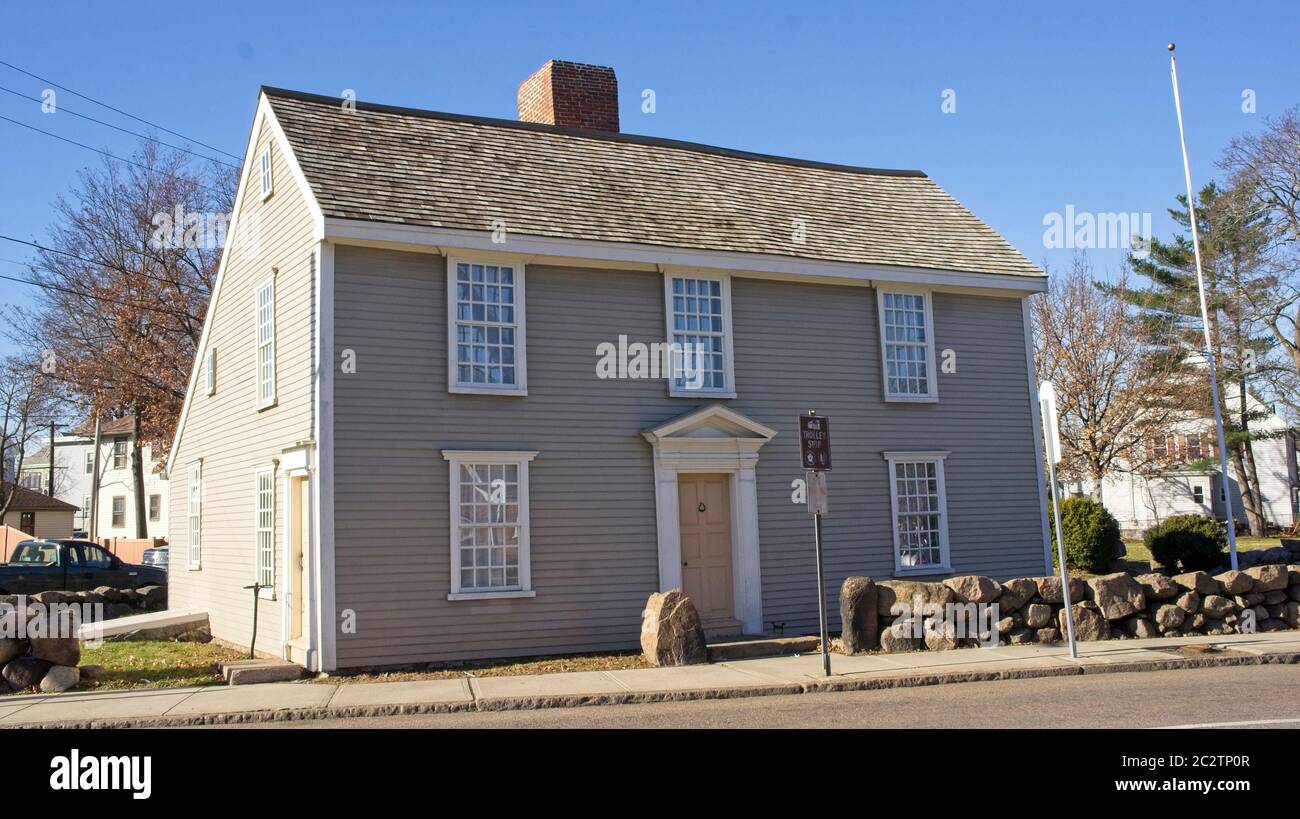 Quincy, Ma, USA -December 5, 2018 The birthplace of John Quincy Adams. It's part of the Adams National Historical Park. Next door is the birthplace of Stock Photo