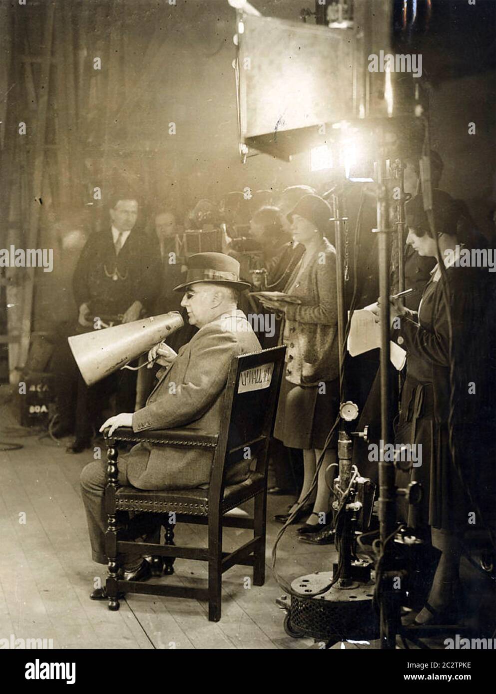 EDGAR WALLACE (1875-1932) English novelist, screenwriter, war correspondent,  at Beaconsfield Studios, England in 1929. He directing the crime thriller Red Aces for which he also wrote the original play and screenplay Stock Photo