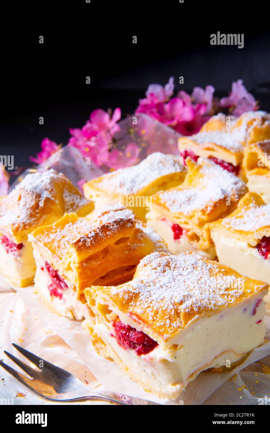 Karpatka a delicious Polish pudding cake Stock Photo Alamy