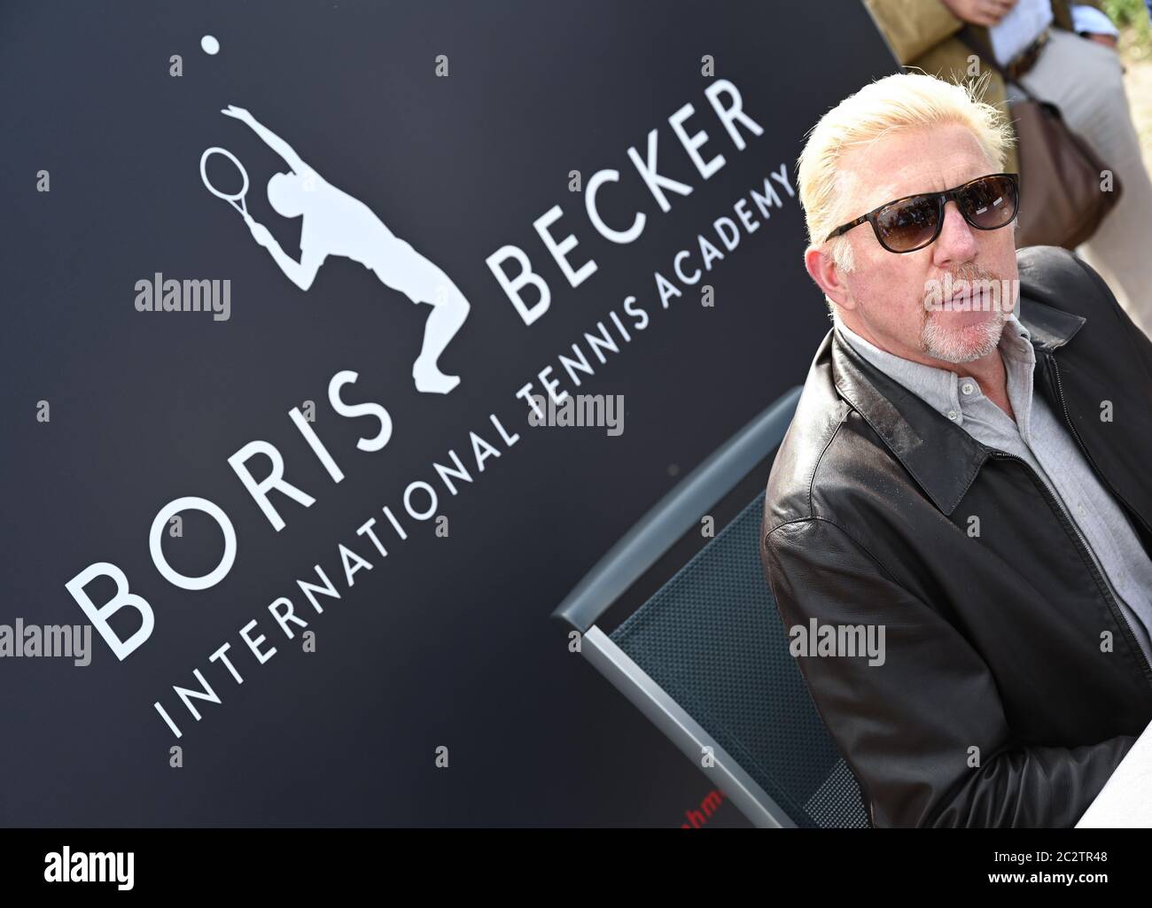Hochheim, Germany. 18th June, 2020. Tennis legend Boris Becker takes part  in the ground-breaking ceremony for the planned International Tennis  Academy, of which Becker is the name-giver. The 20 million euro project