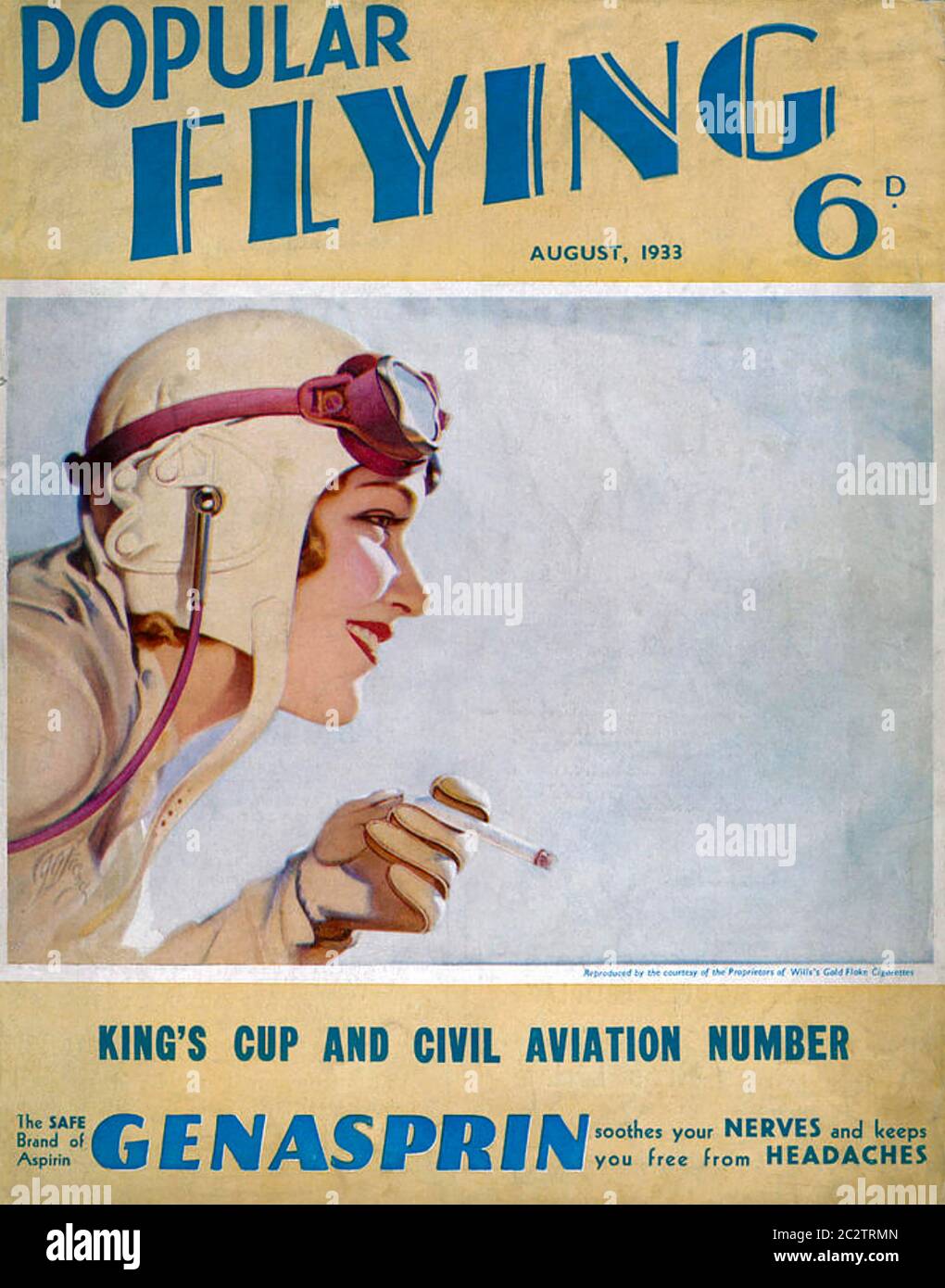 POPULAR FLYING MAGAZINE August 1933. English magazine using a glamorous image supplied the tobacco company  WIlls Stock Photo