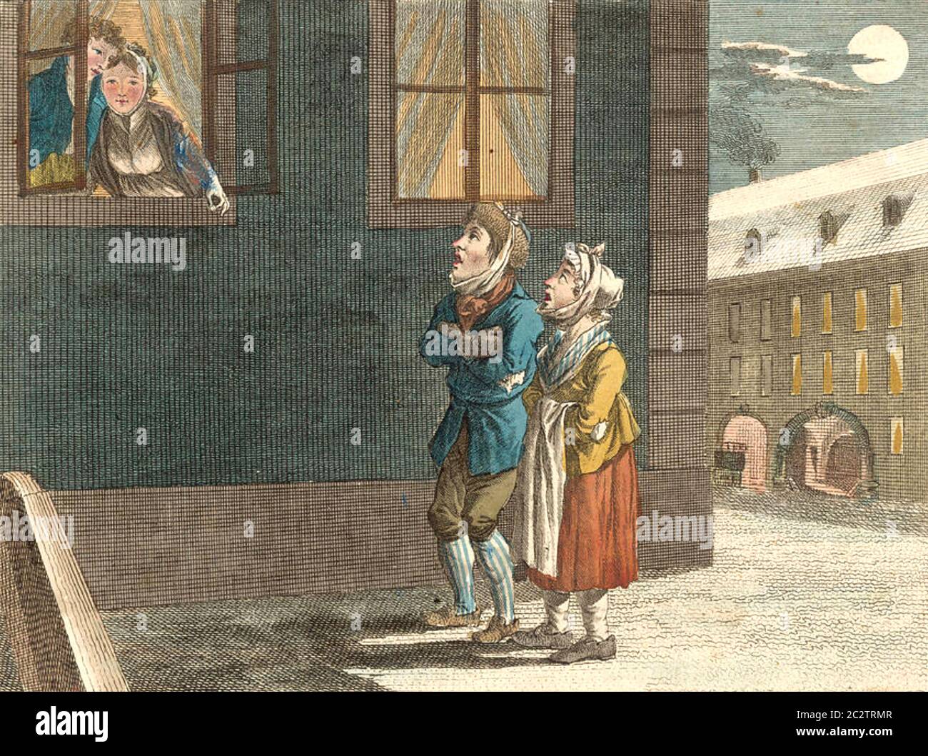 POOR CHILDREN singing for charity money in London in 1815 Stock Photo