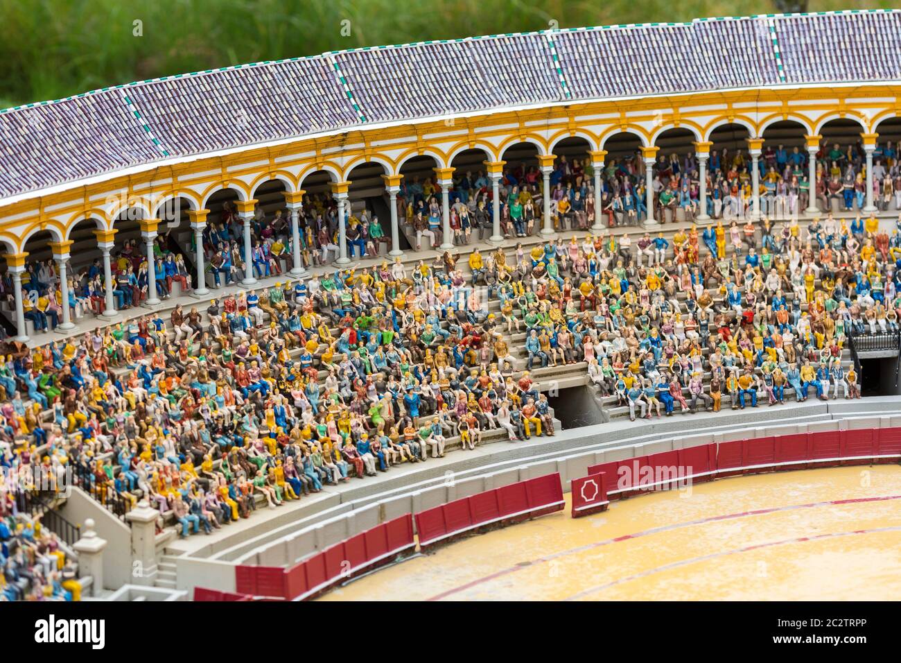 People on tribunes of the famous arena, miniature scene outdoor, europe ...