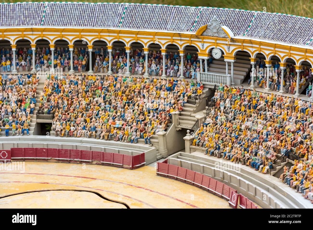 People on tribunes of the famous arena, miniature scene outdoor, europe ...