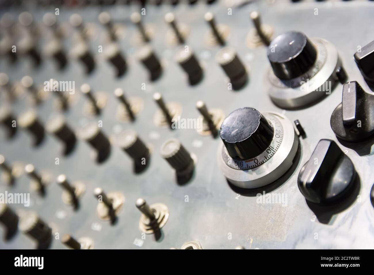 Panel with switchers and buttons closeup in computer museum Stock Photo ...