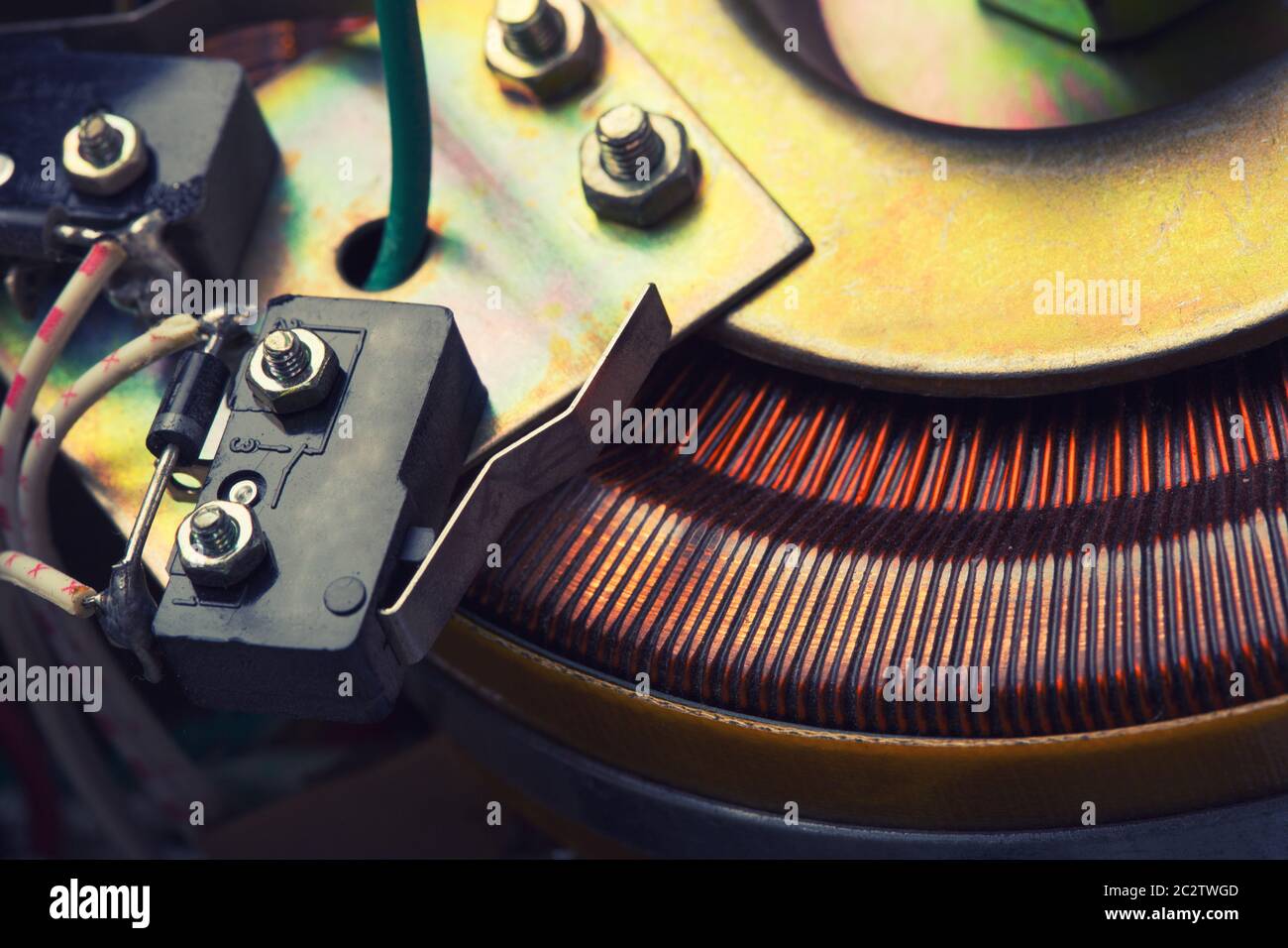 Closeup of copper inductor in electrical transformer Stock Photo Alamy