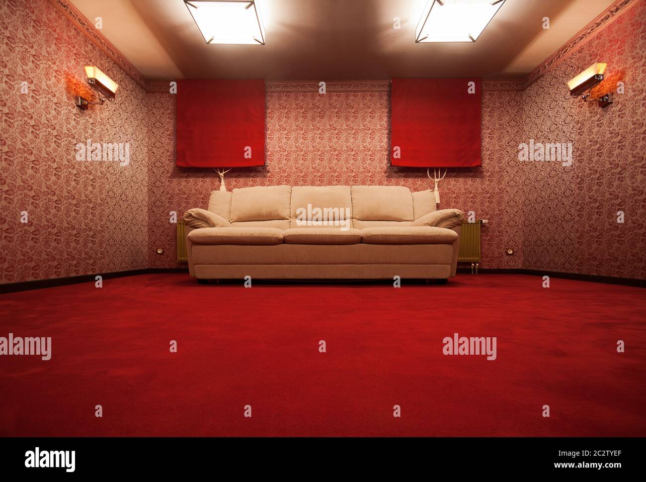 Interior of red vintage room Stock Photo - Alamy