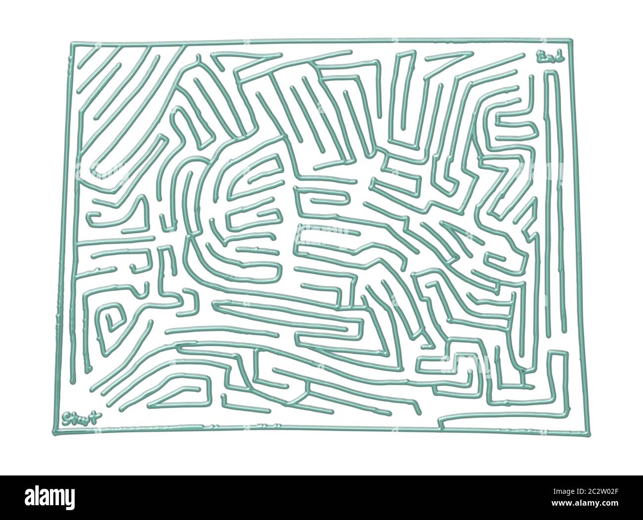 Playable maze puzzle in pressed steel style and gumbo color Stock Vector