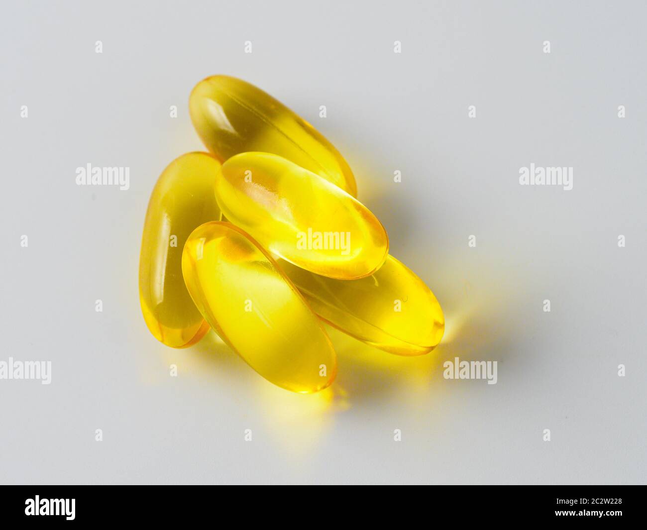 Omega 3 fish oil capsules isolated on white Stock Photo