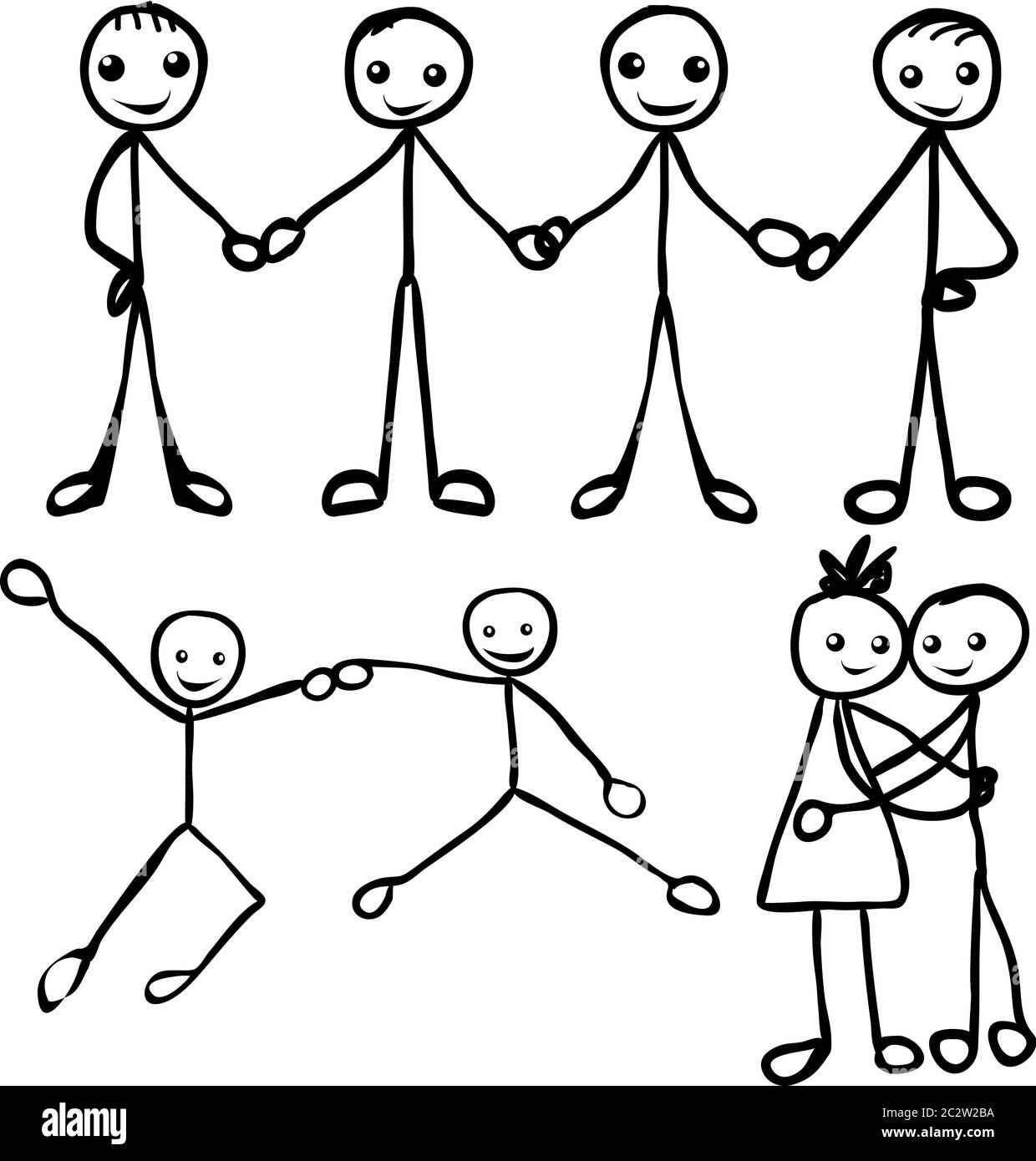 Cartoon Vector Doodle Stickman Woman Black and White Stock Photos ...