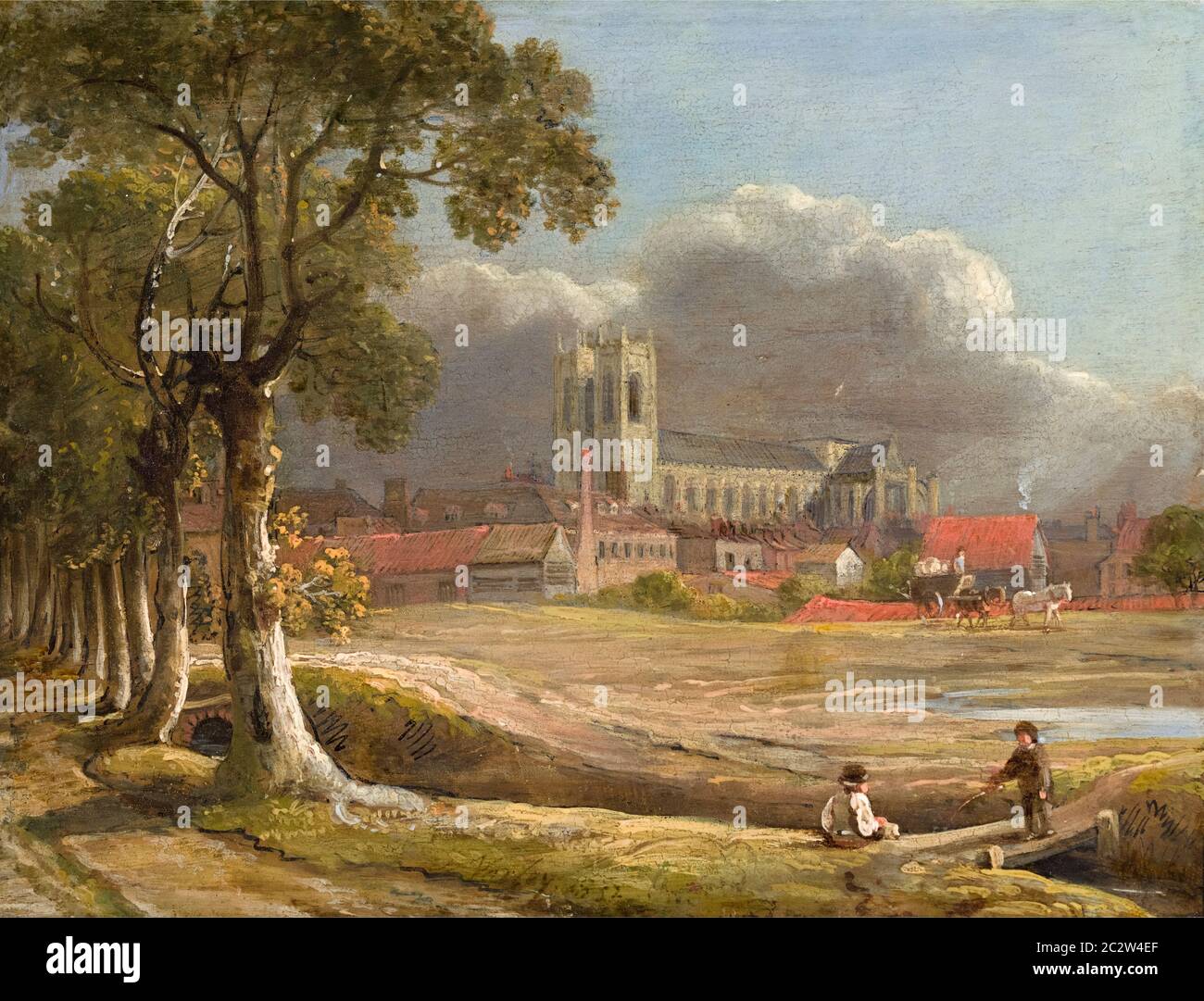 Westminster Abbey from Tothill Fields, landscape painting by John Varley, 1832 Stock Photo