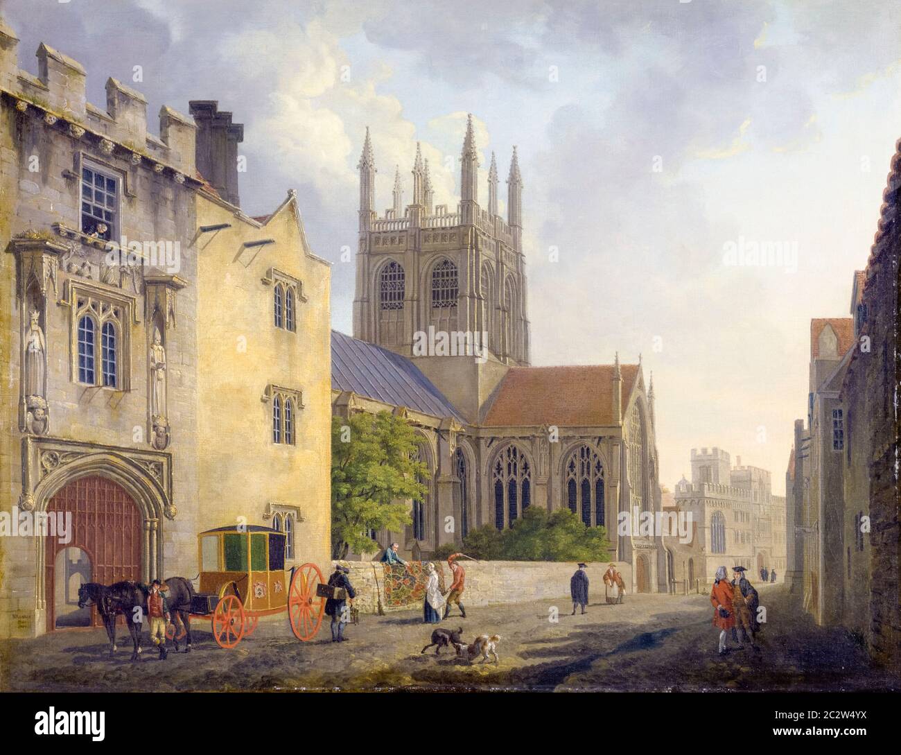 Merton College, University of Oxford, landscape painting by Michael 'Angelo' Rooker, 1771 Stock Photo