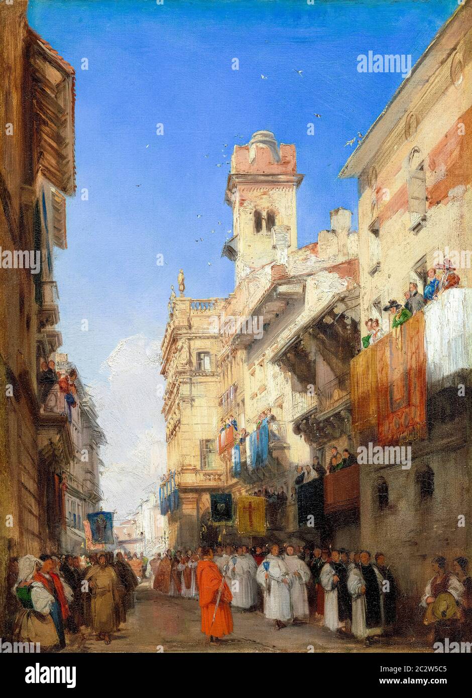 Corso Sant'Anastasia, Verona, Italy (Palace of Count Maffei), painting by Richard Parkes Bonington, 1828 Stock Photo