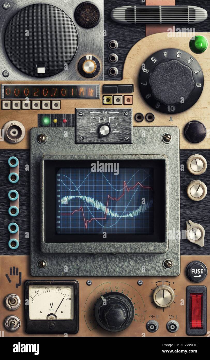 Control panel of a vintage research device Stock Photo