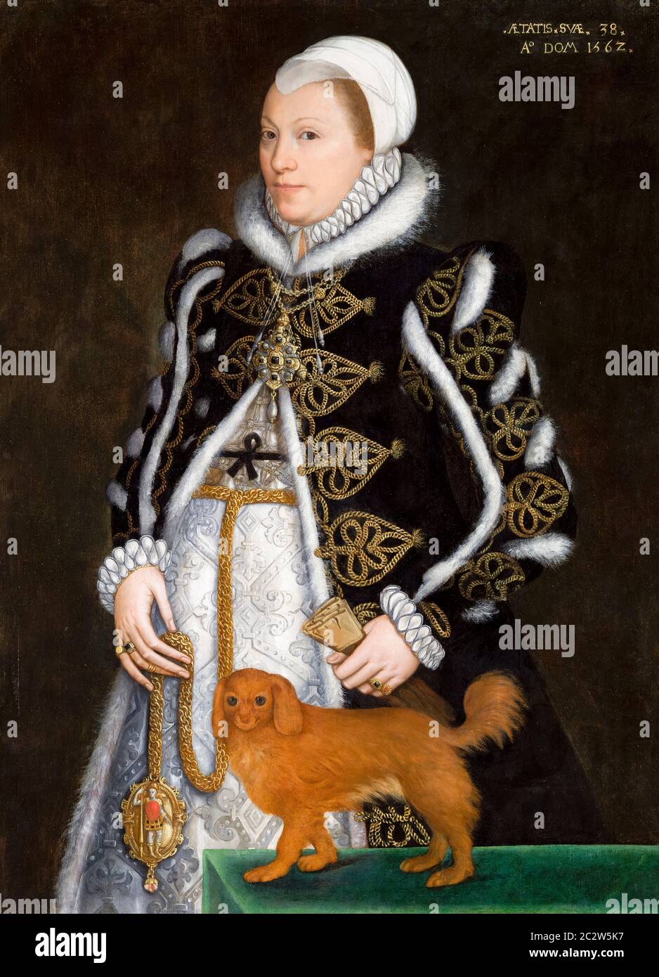 Katherine Knollys (née Carey), Lady Knollys (circa 1523–1569) courtier, portrait painting by unknown artist, 1562 Stock Photo
