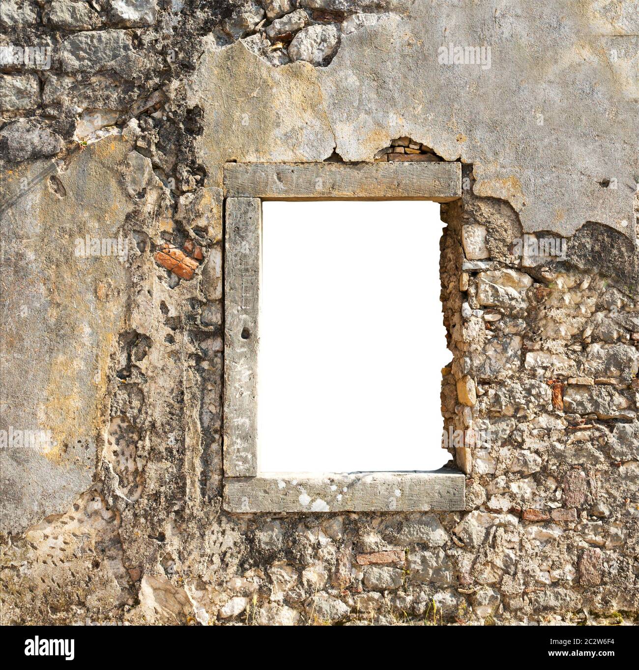 Old window in a stone wall isolated on white Stock Photo - Alamy