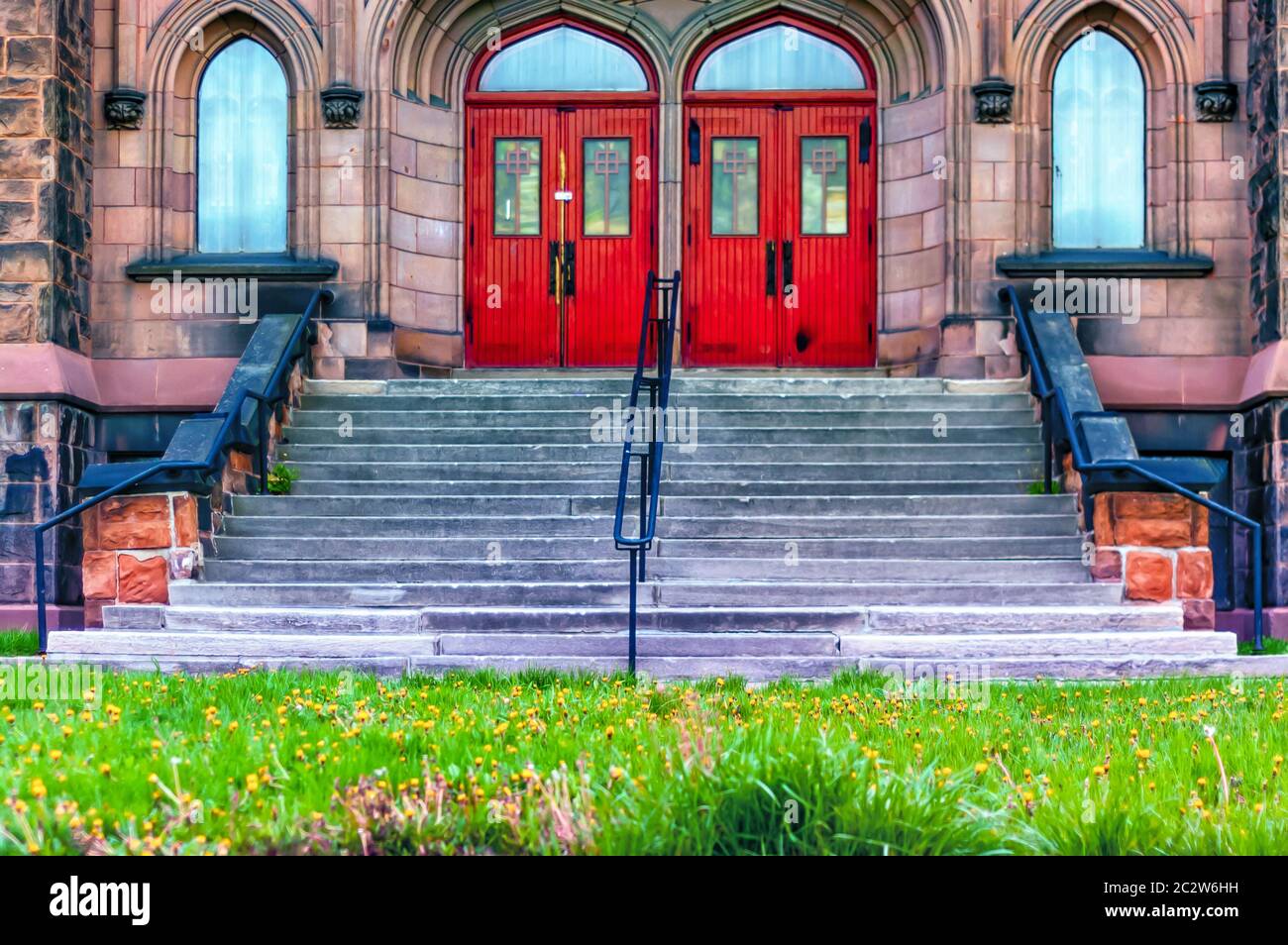 Woodward Avenue Presbyterian Church/ Abyssinia Church of God in Christ located at 8501 Woodward Avenue in Detroit, Michigan. Stock Photo