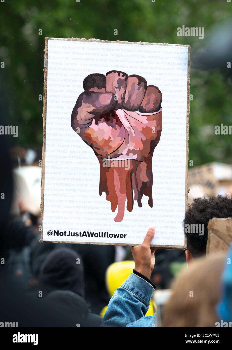 Protesters With Signs Anti-racism campaigner with sign, at the Black Lives Matter ...