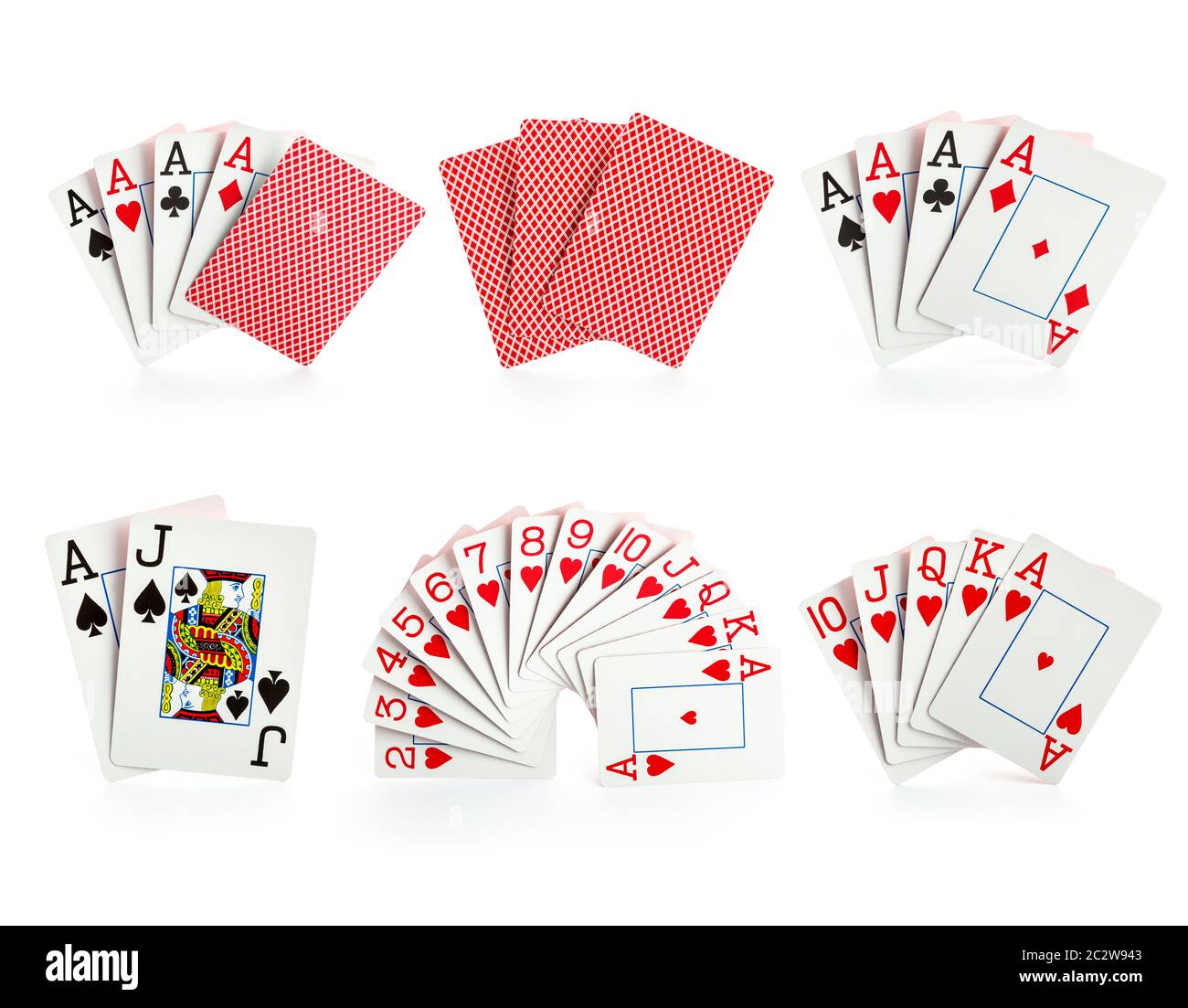 Combinations of playing cards on white background Stock Photo Alamy