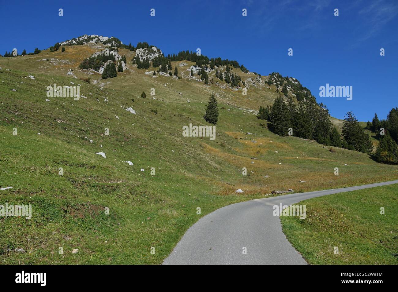Hiking trails in the mountains of Switzerland Stock Photo