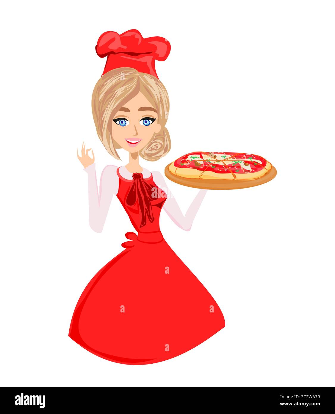 Woman pizza cook. Chef. Isolated on a white background Stock Photo - Alamy, image size:1126x1390