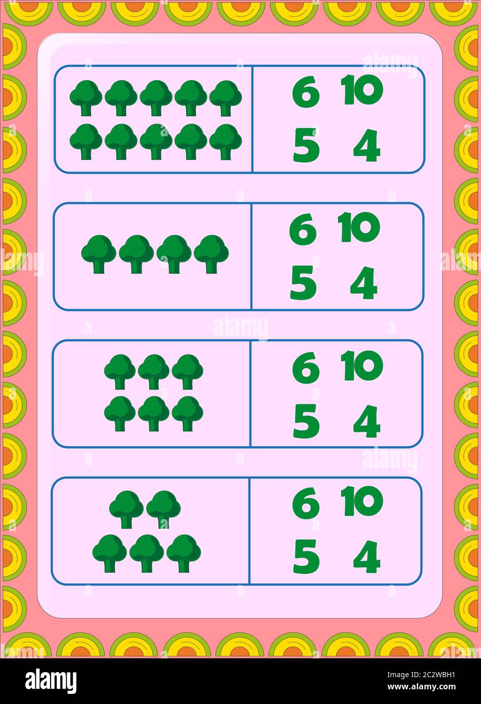 Preschool and toddler math with broccoli design Stock Vector