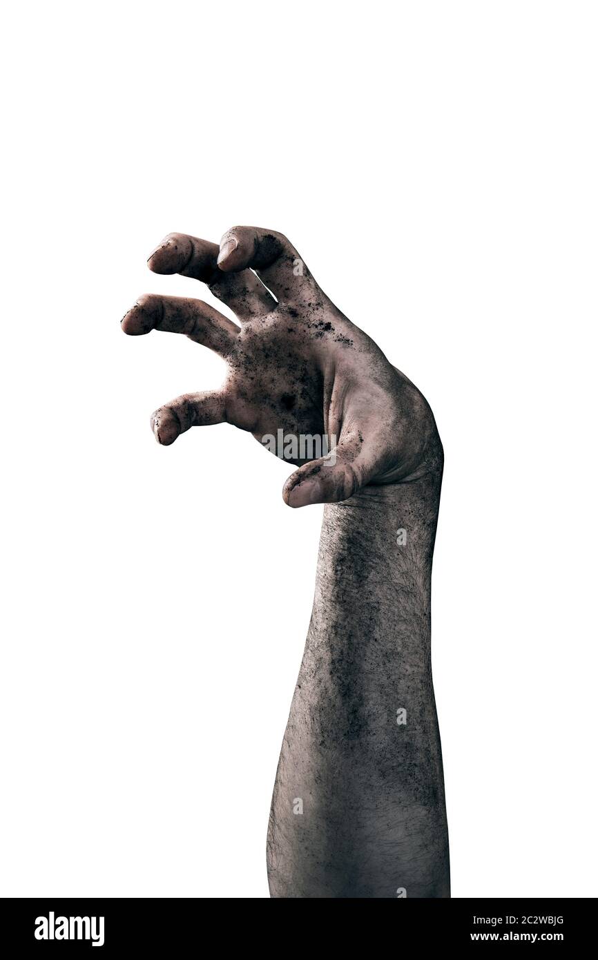 Zombie hand dirty with soil isolated on white background Stock Photo - Alamy
