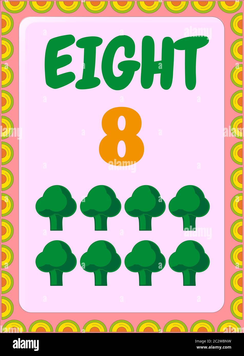 Preschool and toddler math with broccoli design Stock Vector