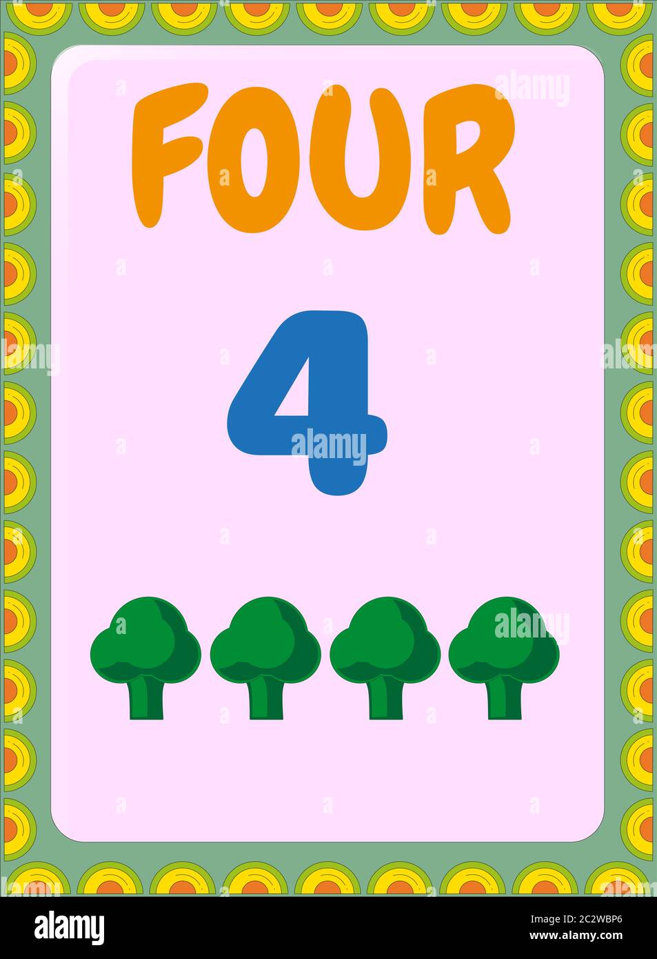 Preschool and toddler math with broccoli design Stock Vector