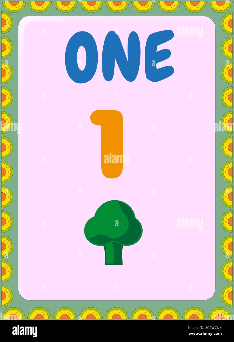 Preschool and toddler math with broccoli design Stock Vector
