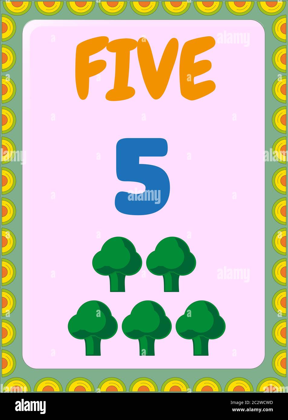 Preschool and toddler math with broccoli design Stock Vector
