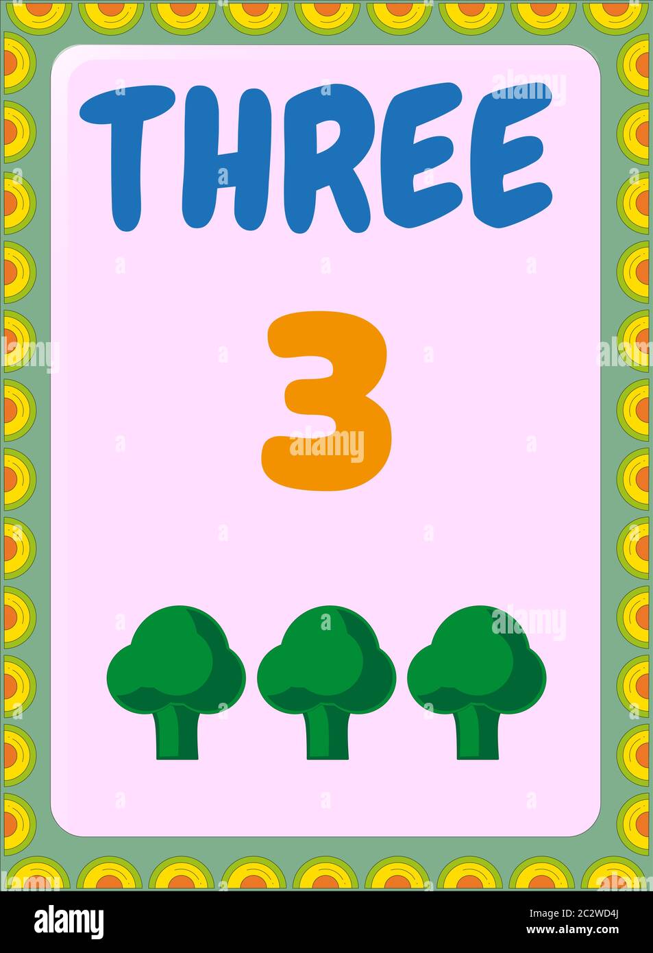 Preschool and toddler math with broccoli design Stock Vector