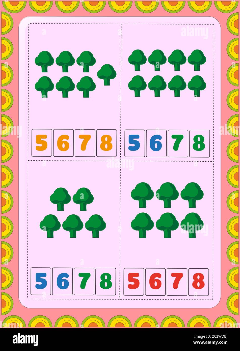 Preschool and toddler math with broccoli design Stock Vector