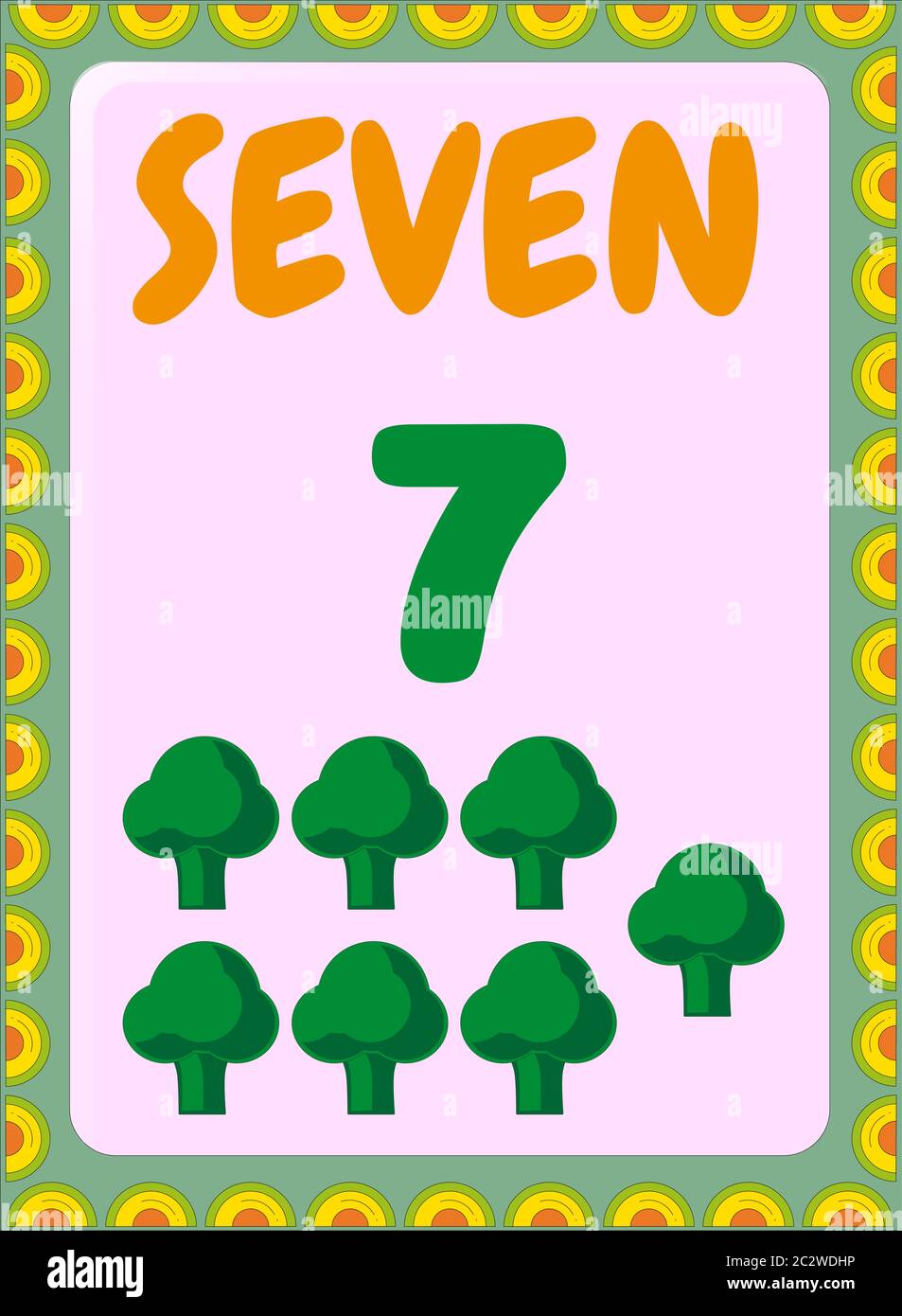 Preschool and toddler math with broccoli design Stock Vector