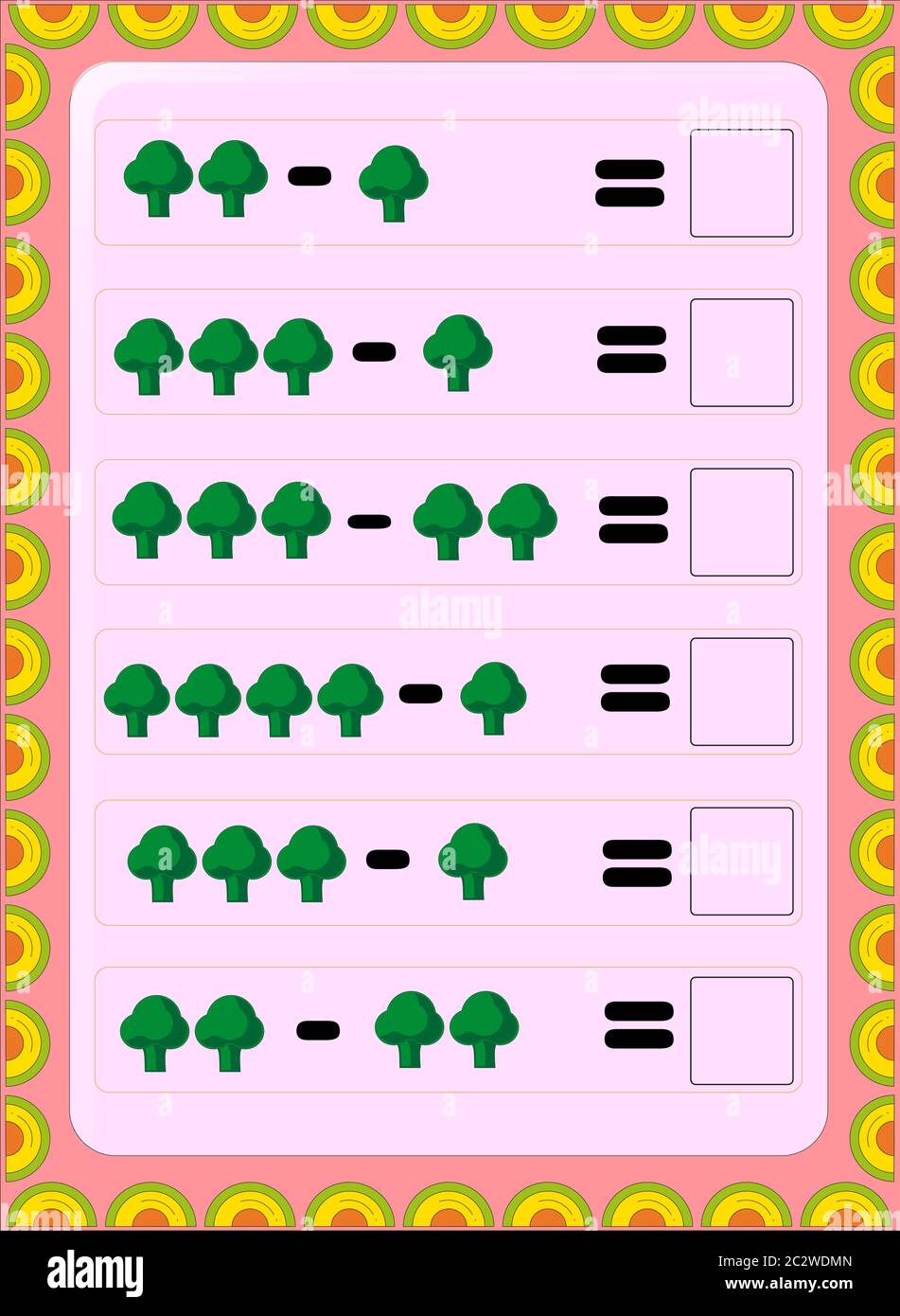 Preschool and toddler math with broccoli design Stock Vector