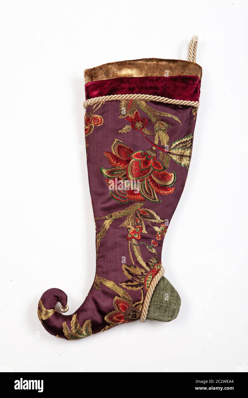Christmas Embroidered Sock Stock Photo - Alamy
