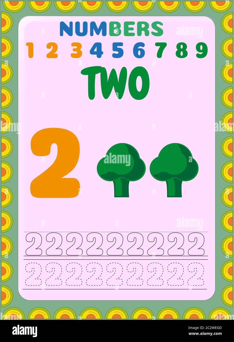 Preschool and toddler math with broccoli design Stock Vector
