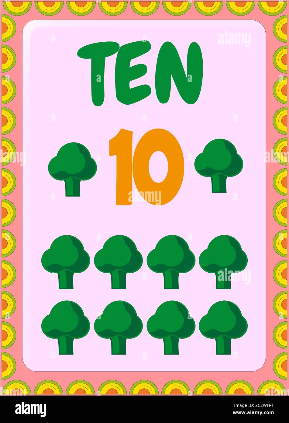 Preschool and toddler math with broccoli design Stock Vector