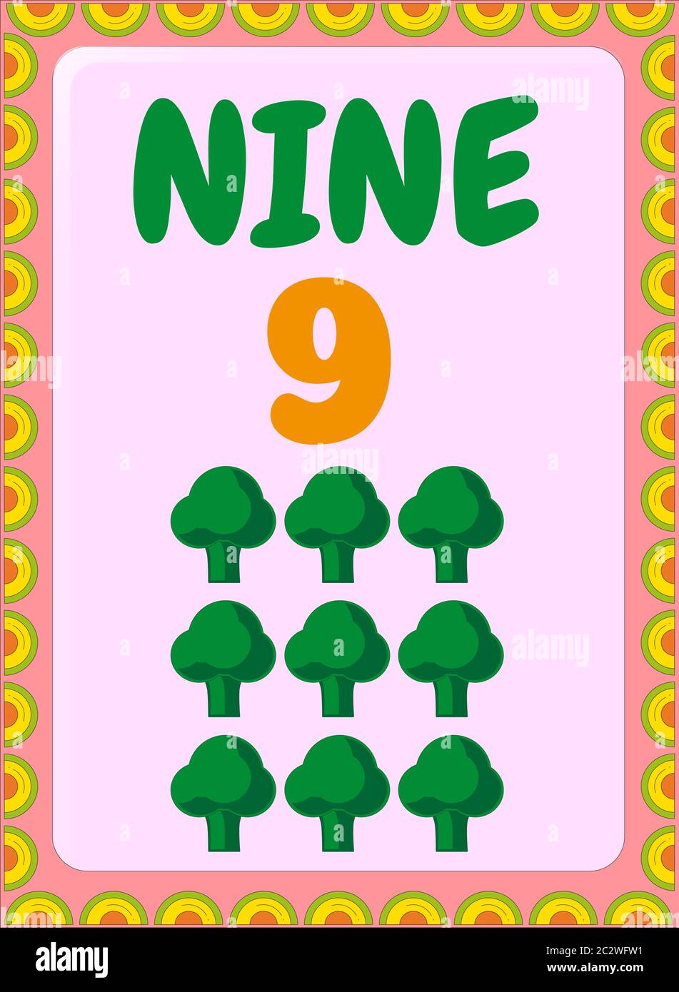 Preschool and toddler math with broccoli design Stock Vector