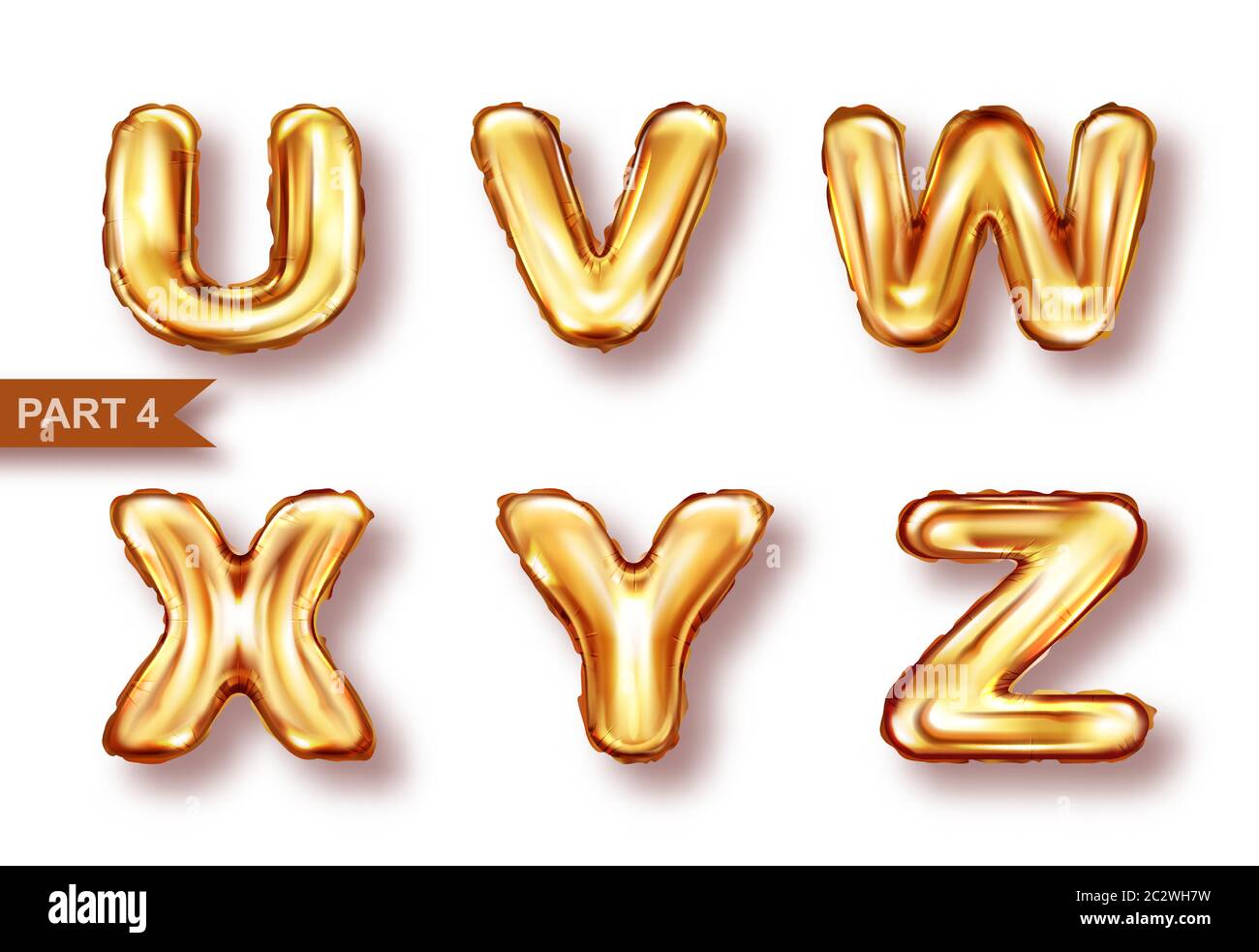 Alphabet golden balloons realistic vector. Inflatable golden letters of ...