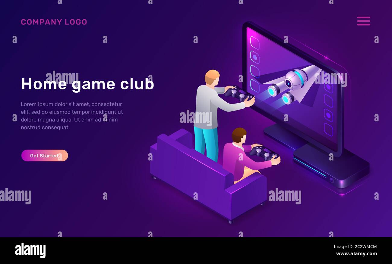 Home game club isometric concept vector illustration. 3D icon console ...